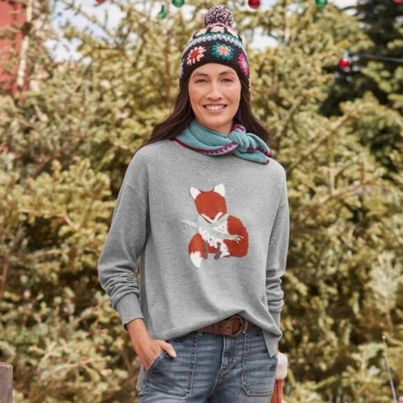 Sundance Fanciful Fox Wool Blend Sweater - Picture 1 of 8